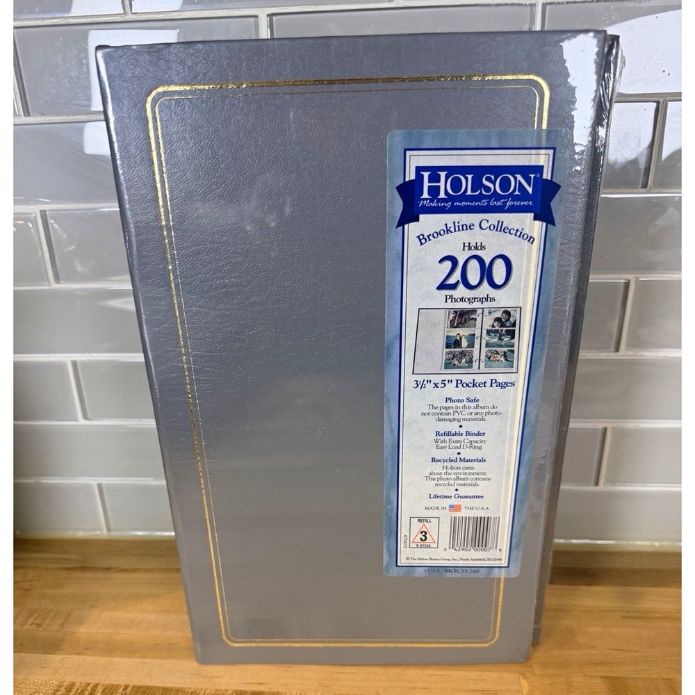 Holson Brookline Collection 200 Photo 3.5x5 Slip-In Ring Binder Album Gray